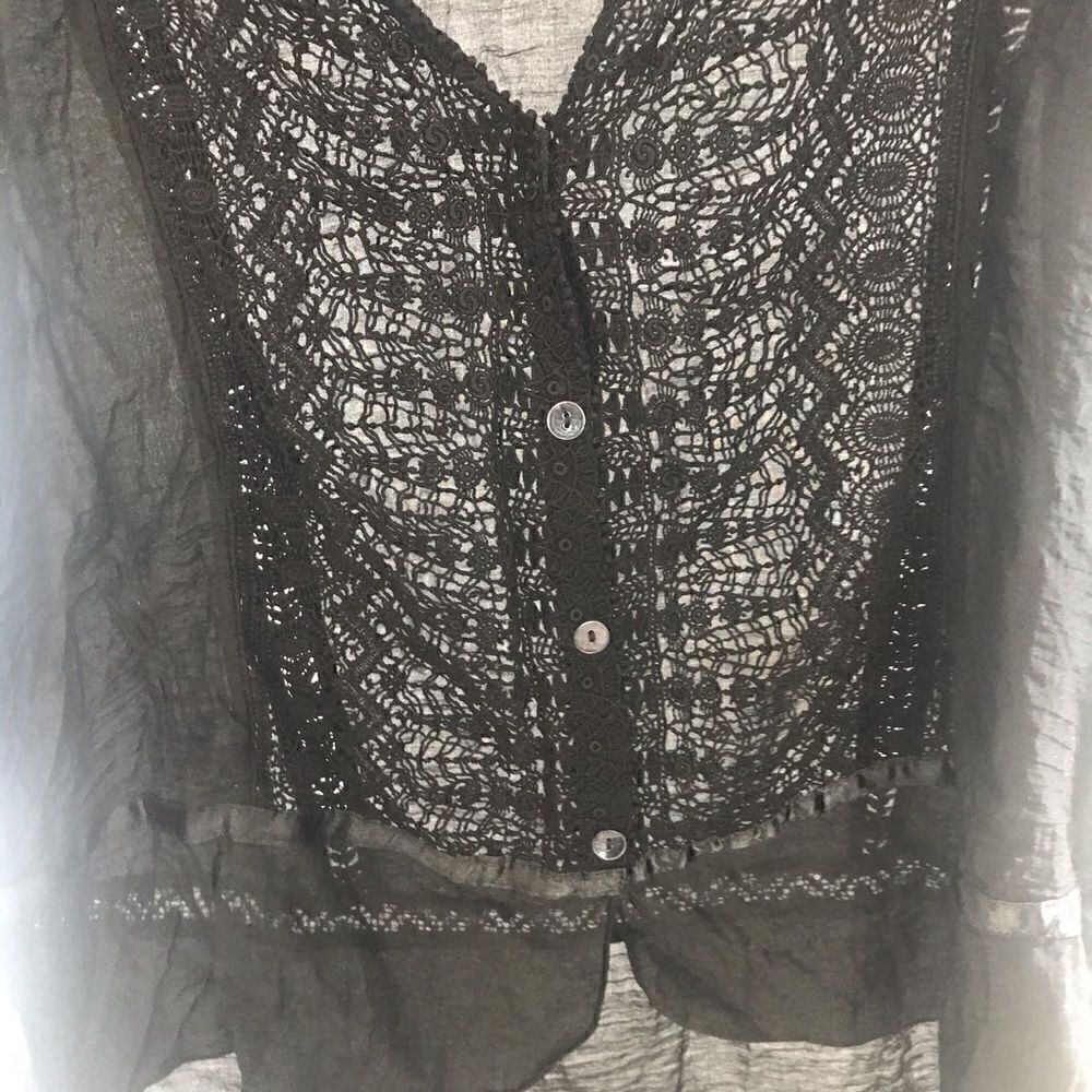 Anthropologie TINY black see through lace blouse - Picture 4 of 4